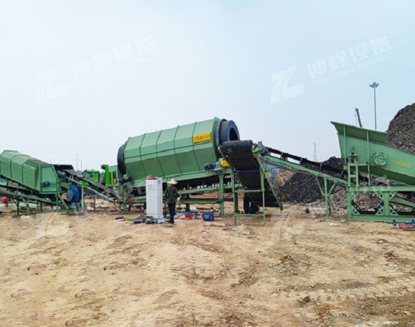 石家庄陈腐填埋垃圾筛分生产线现场